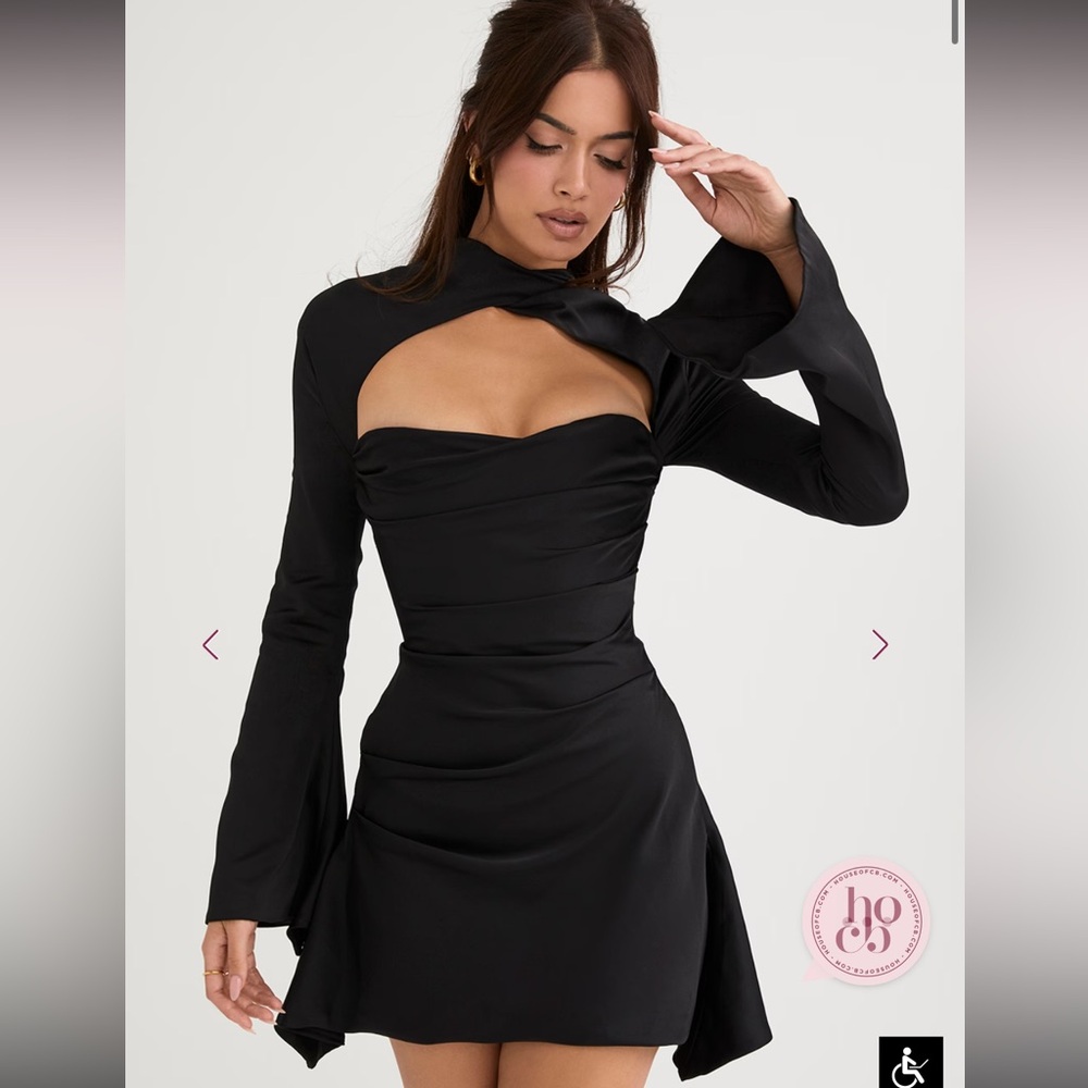 House of CB Toira long sleeve black dress, sz small